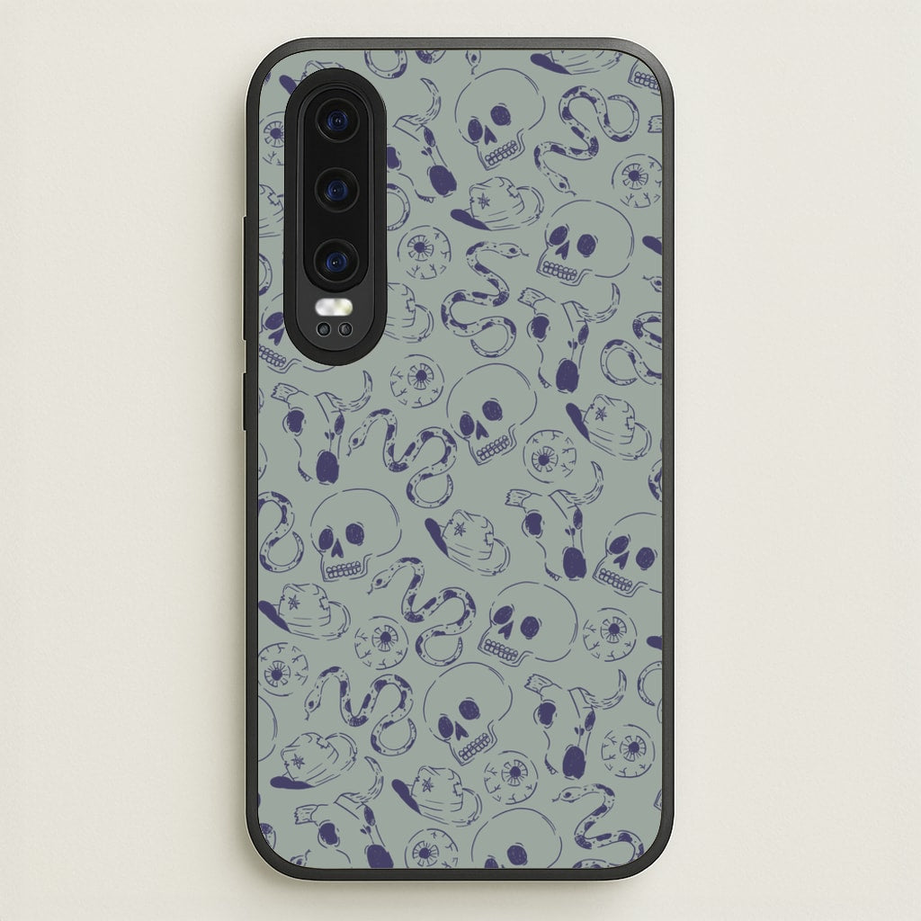Blue Snakes And Skulls - Western - Western Phone Case for Huawei P30