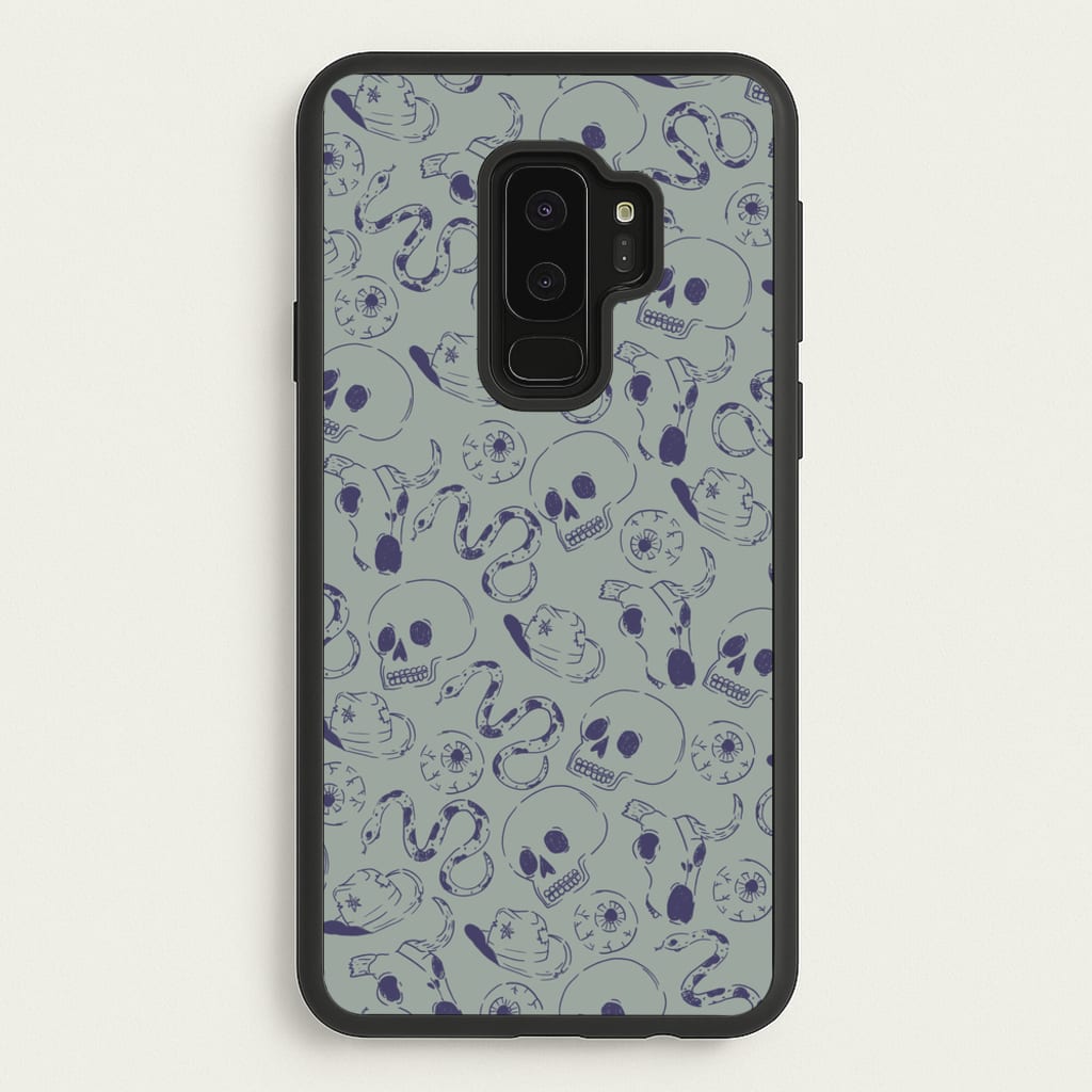 Blue Snakes And Skulls - Western - Western Phone Case for Galaxy S9 Plus