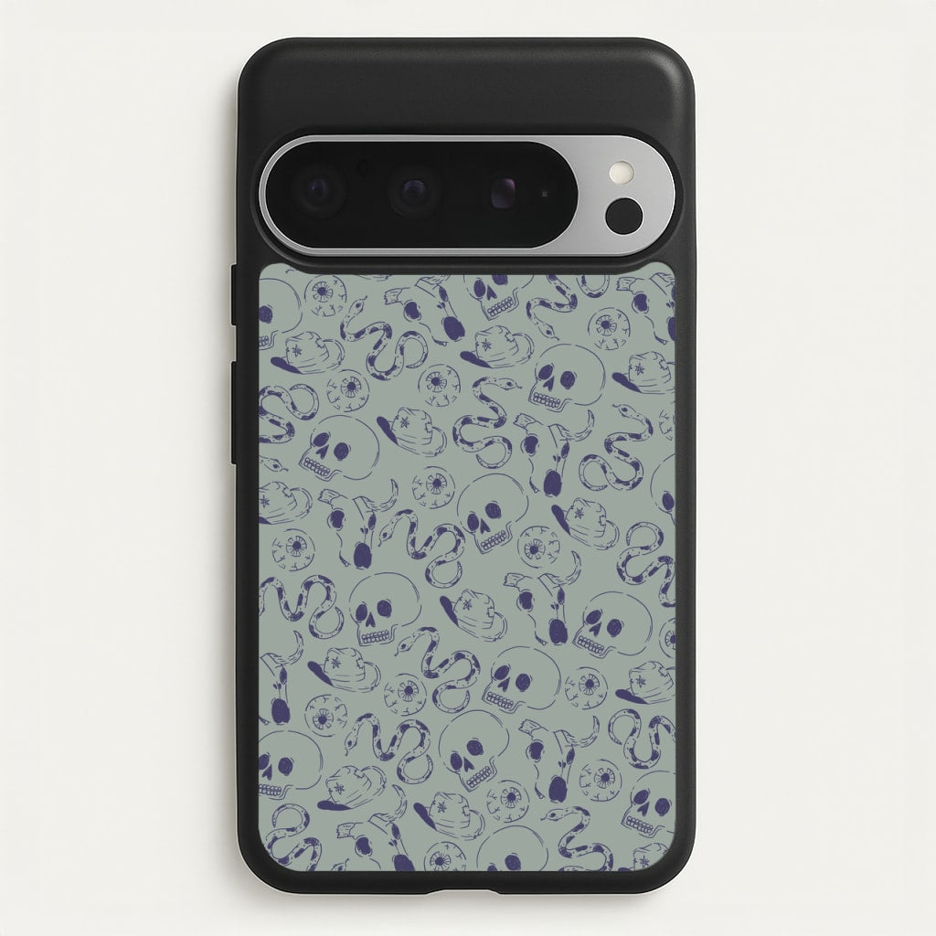 Blue Snakes And Skulls - Western - Western Phone Case for Google Pixel 9 Pro XL