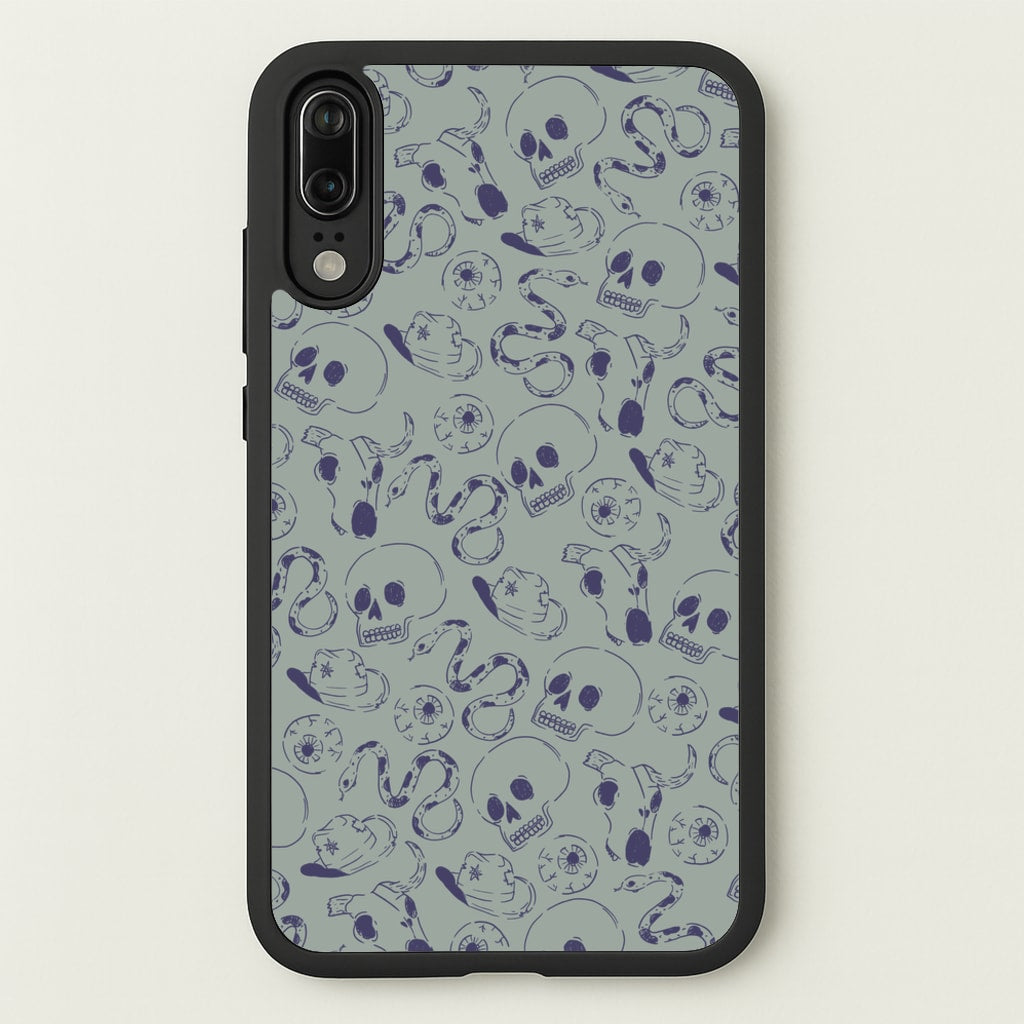 Blue Snakes And Skulls - Western - Western Phone Case for Huawei P20