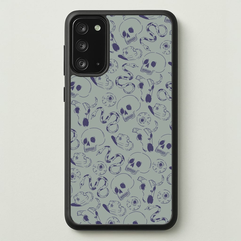 Blue Snakes And Skulls - Western - Western Phone Case for Galaxy Note 20
