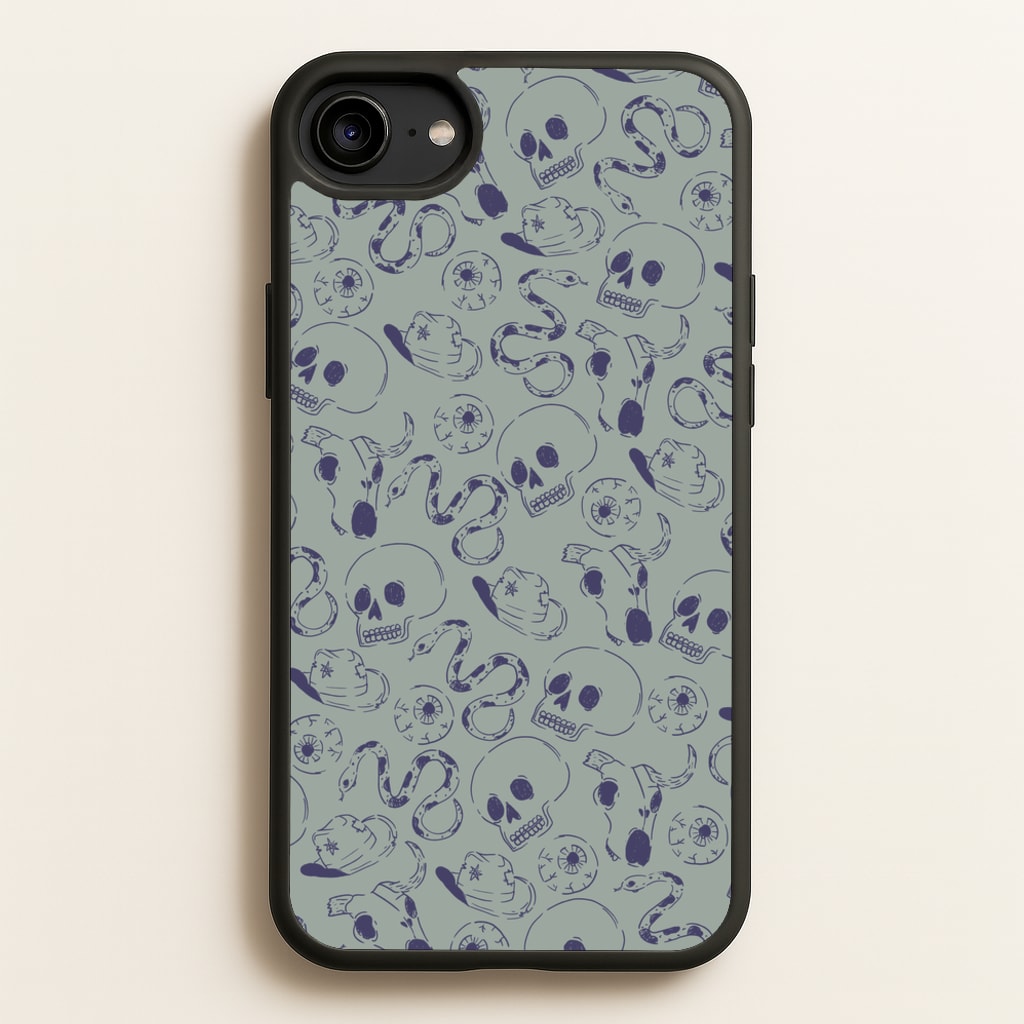 Blue Snakes And Skulls - Western - Western Phone Case for iPhone 6 / 7 / 8 / SE