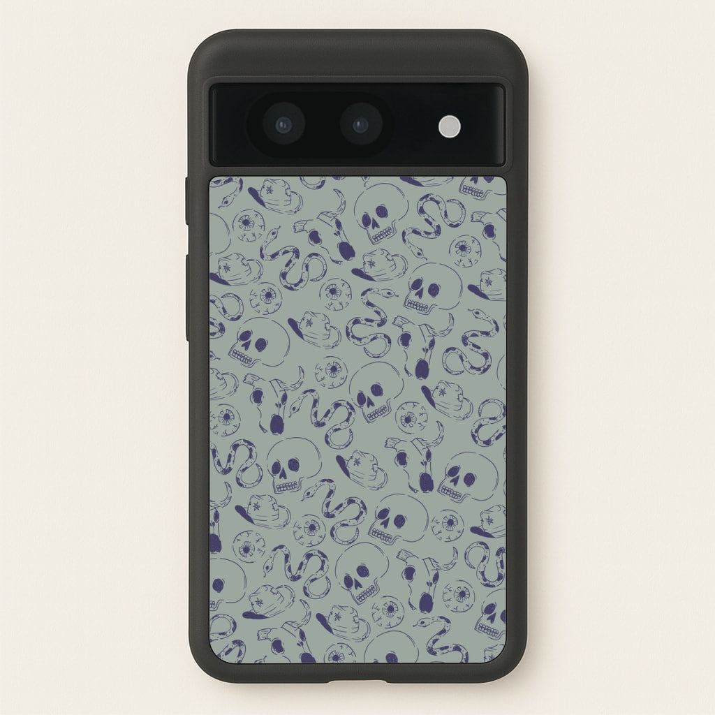 Blue Snakes And Skulls - Western - Western Phone Case for Google Pixel 8a
