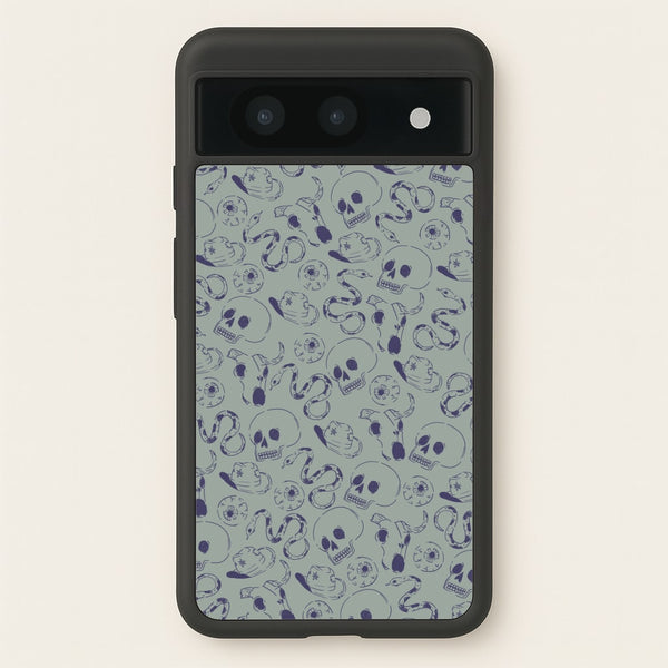 Blue Snakes And Skulls - Western - Western Phone Case for Google Pixel 8a