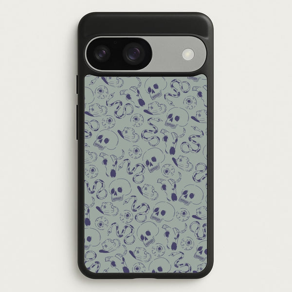 Blue Snakes And Skulls - Western - Western Phone Case for Google Pixel 9 / 9 Pro