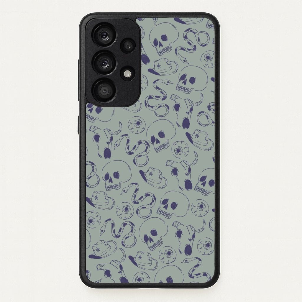 Blue Snakes And Skulls - Western - Western Phone Case for Galaxy A33