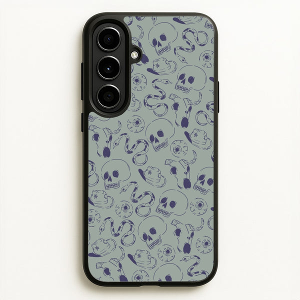Blue Snakes And Skulls - Western - Western Phone Case for Galaxy A56