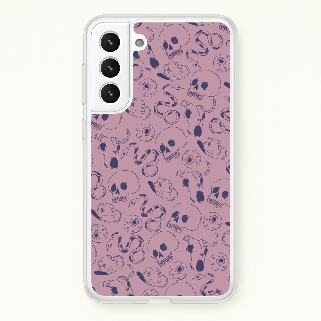 Purple Snakes And Skulls - Western - Western Phone Case for Galaxy S22