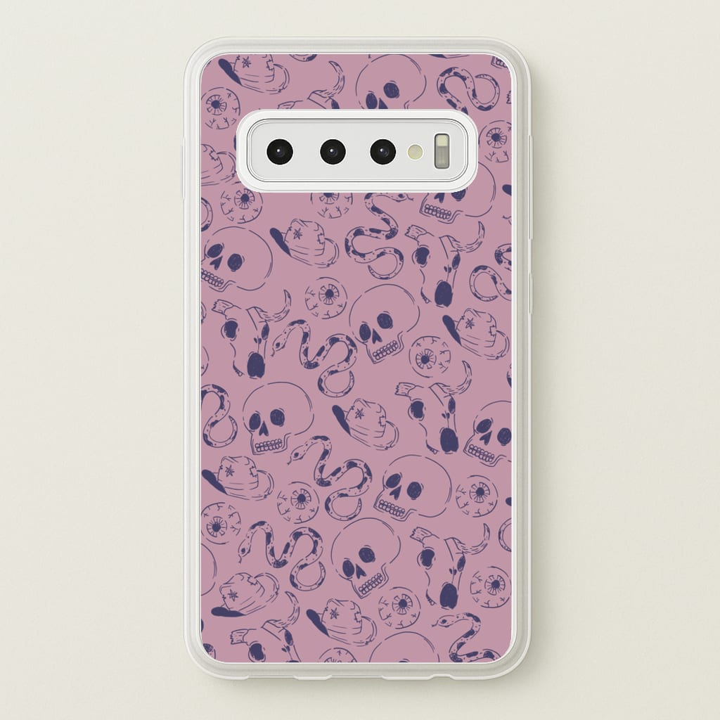 Purple Snakes And Skulls - Western - Western Phone Case for Galaxy S10 Plus