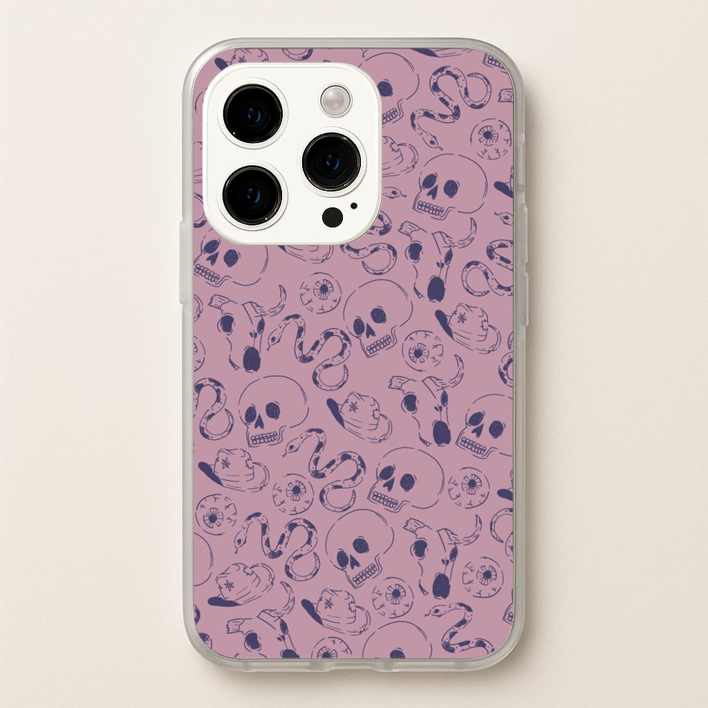 Purple Snakes And Skulls - Western - Western Phone Case for iPhone 15 Pro