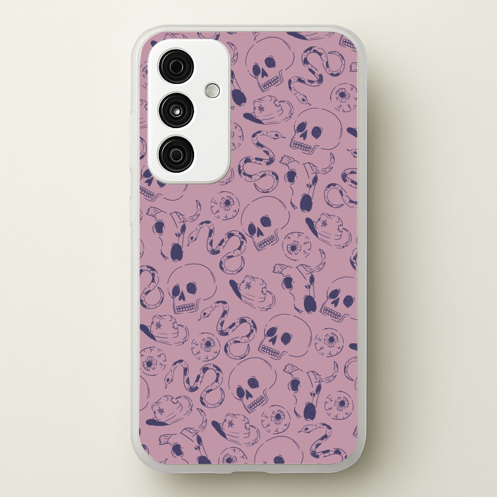 Purple Snakes And Skulls - Western - Western Phone Case for Galaxy A55