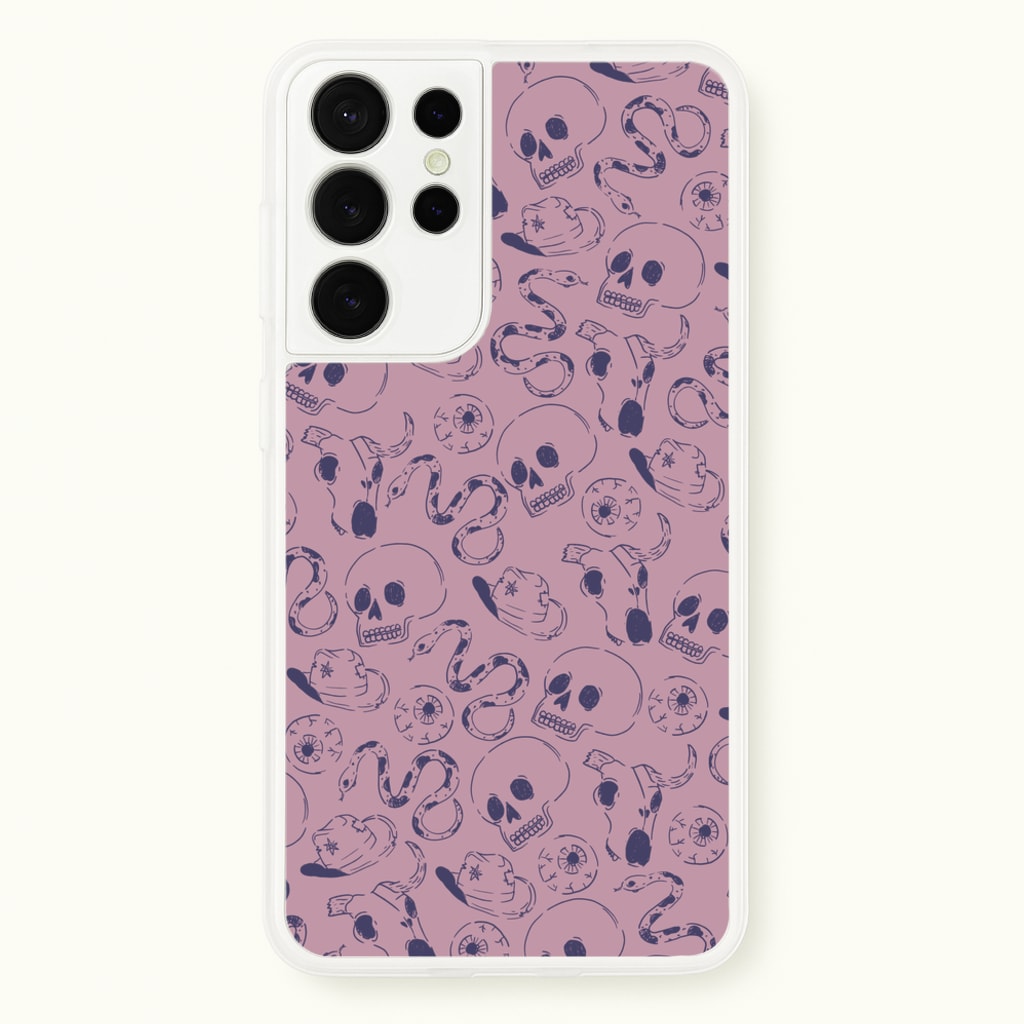Purple Snakes And Skulls - Western - Western Phone Case for Galaxy S21 Ultra