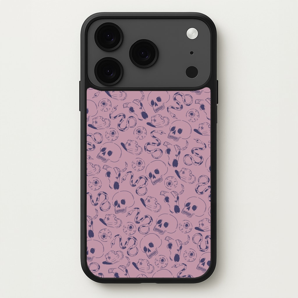 Purple Snakes And Skulls - Western Phone Case for iPhone 17 Pro