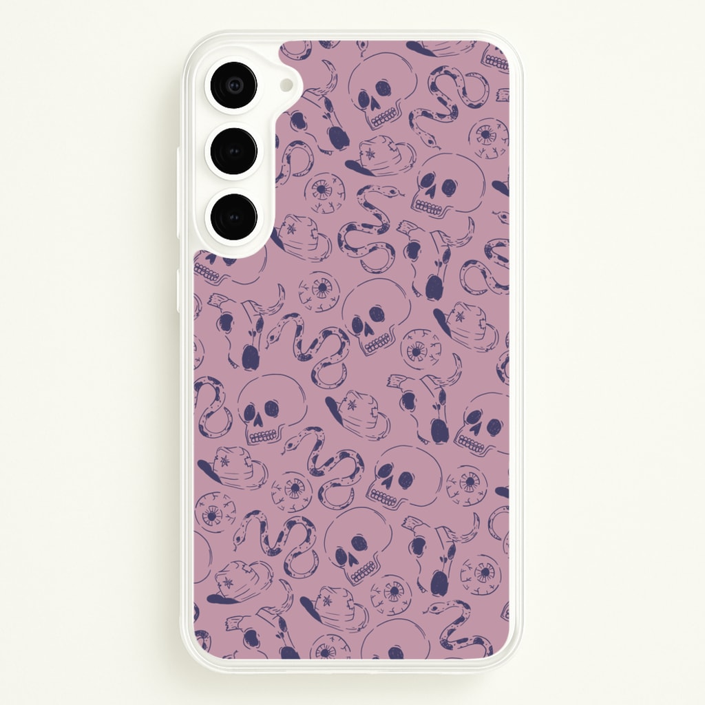 Purple Snakes And Skulls - Western - Western Phone Case for Galaxy S23