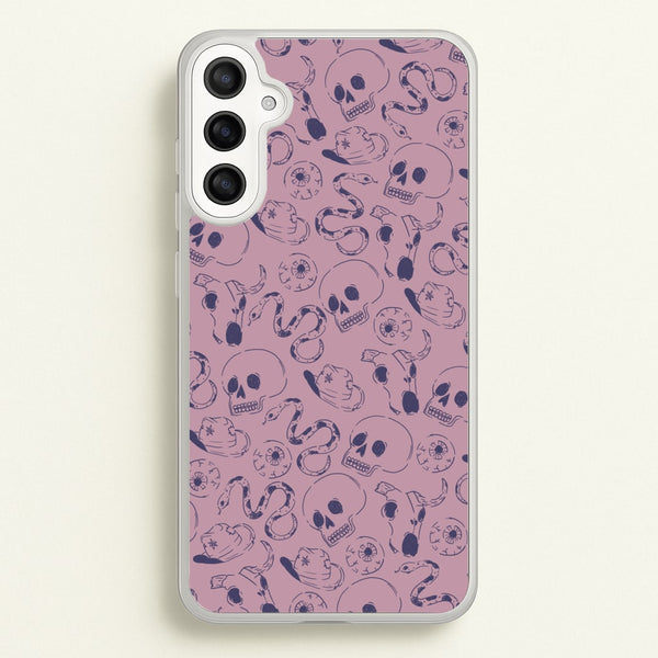 Purple Snakes And Skulls - Western - Western Phone Case for Galaxy A34