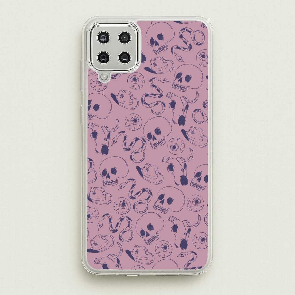 Purple Snakes And Skulls - Western - Western Phone Case for Galaxy A12