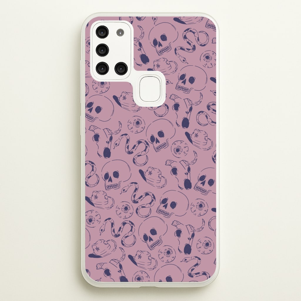 Purple Snakes And Skulls - Western - Western Phone Case for Galaxy A21s
