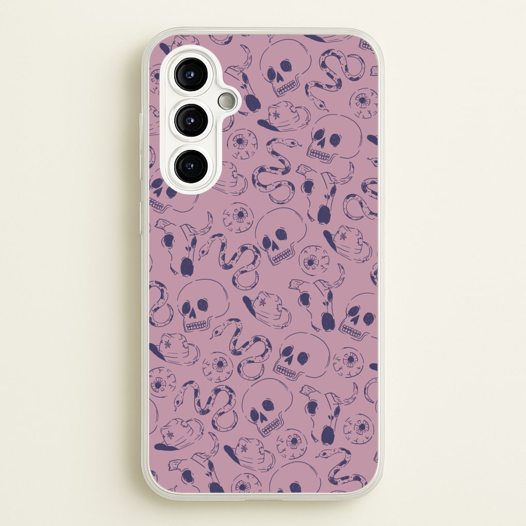 Purple Snakes And Skulls - Western - Western Phone Case for Galaxy A54