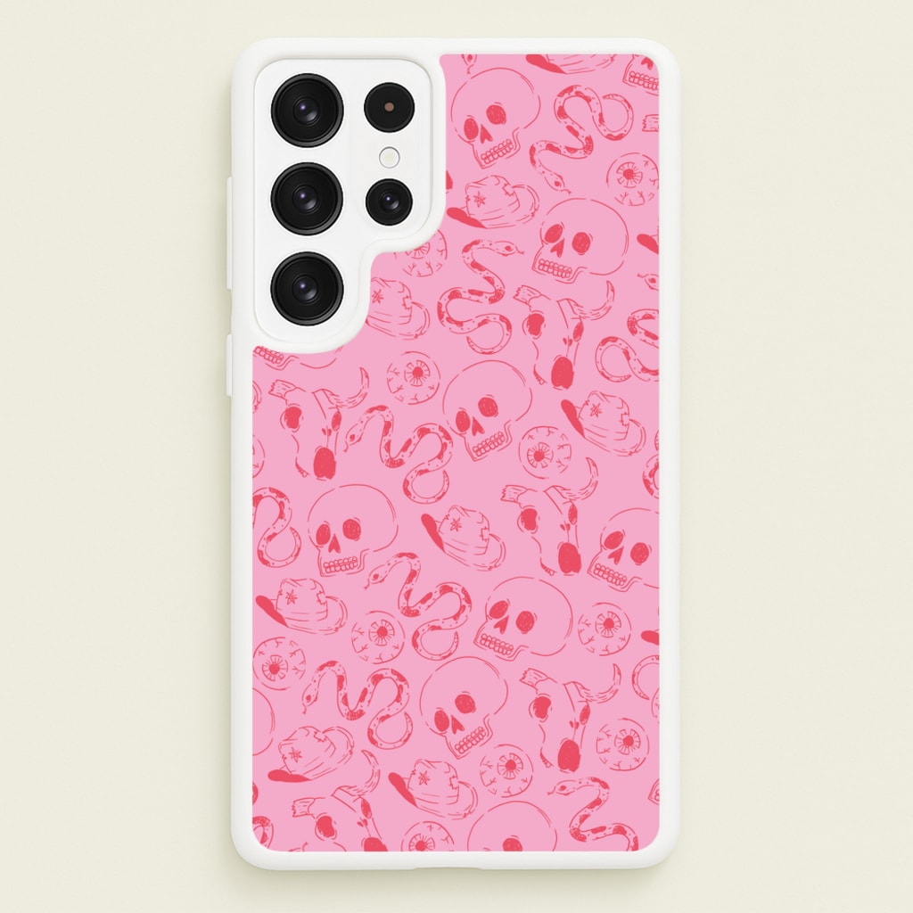 Pink Snakes And Skulls - Western - Western Phone Case for Galaxy S23 Ultra