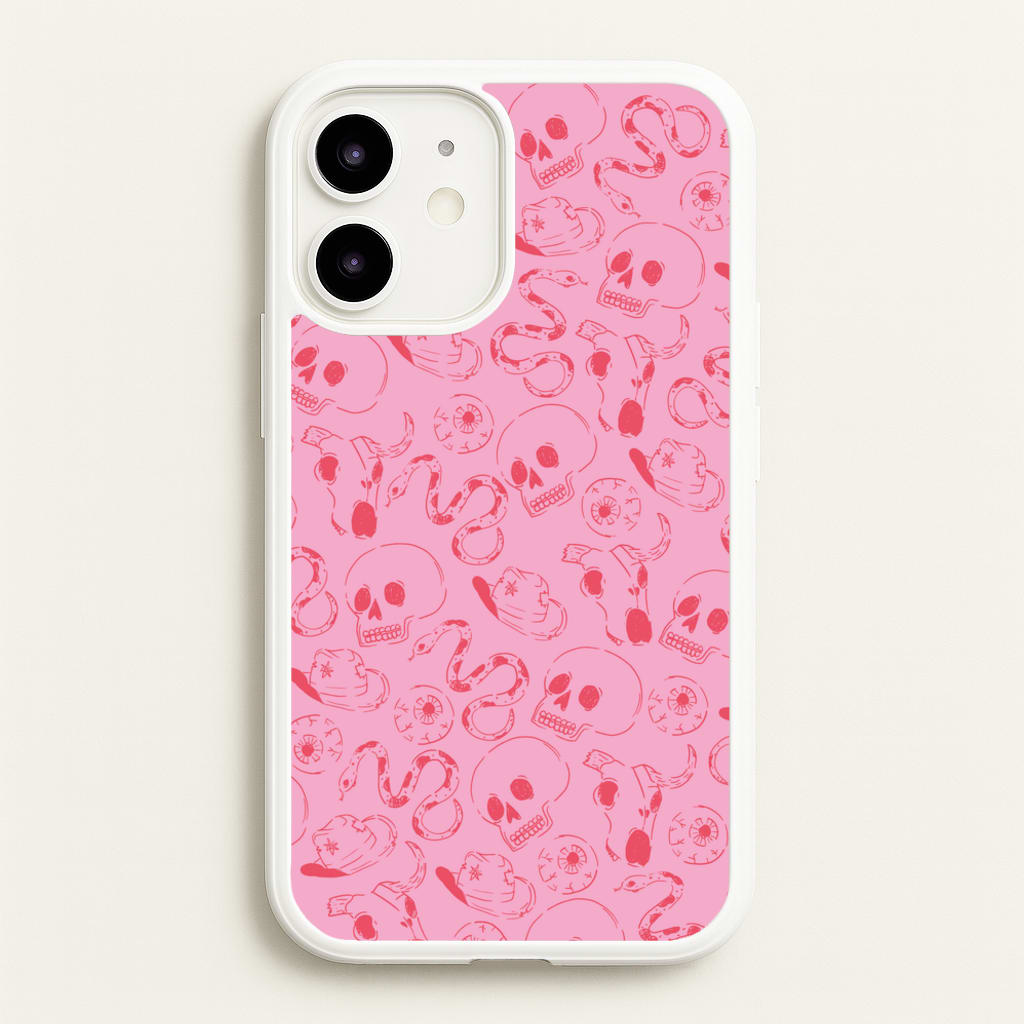 Pink Snakes And Skulls - Western - Western Phone Case for iPhone 12 / 12 Pro
