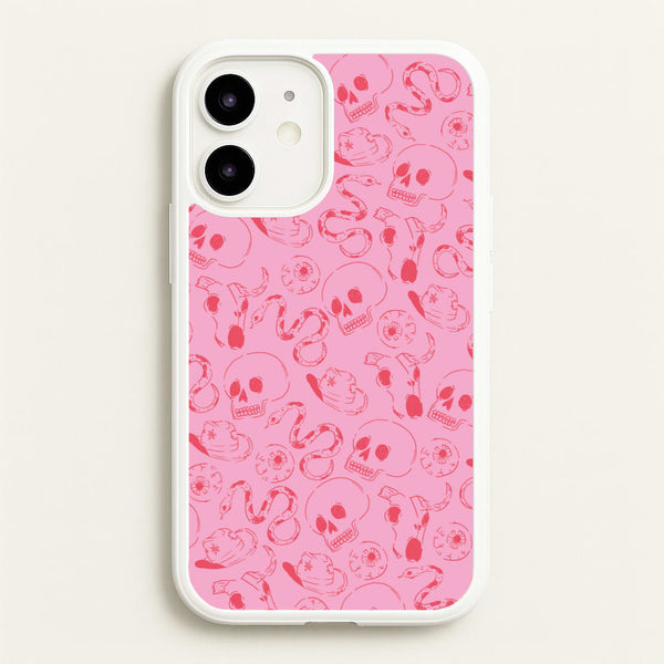 Pink Snakes And Skulls - Western - Western Phone Case for iPhone 12 / 12 Pro