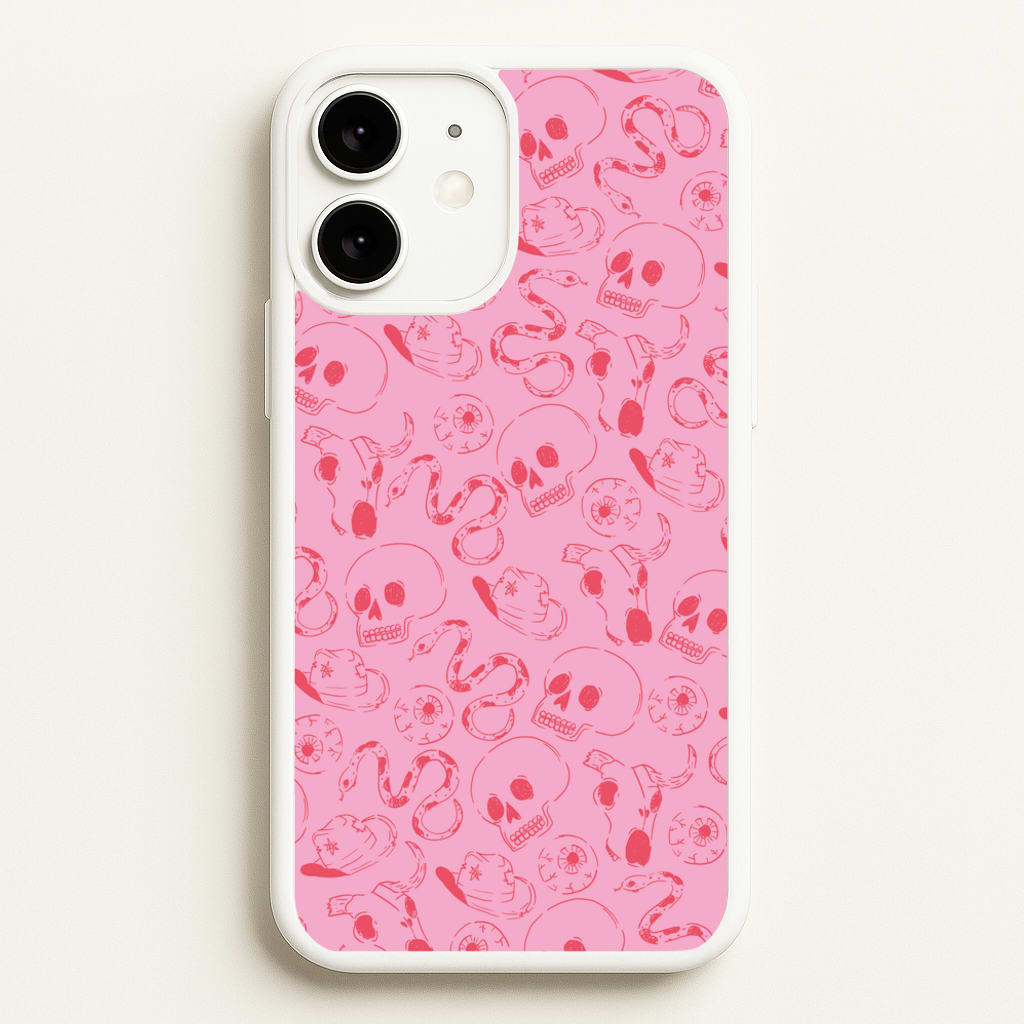 Pink Snakes And Skulls - Western - Western Phone Case for iPhone 11