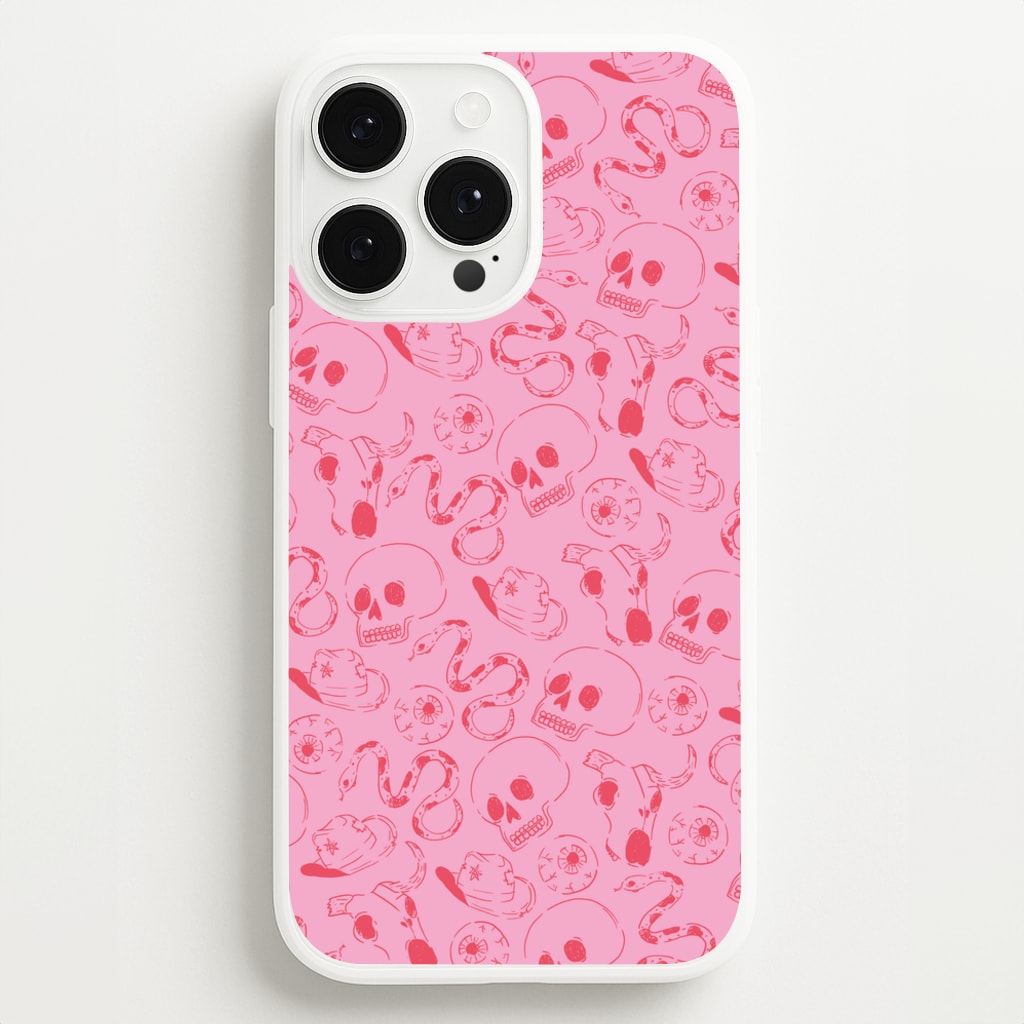 Pink Snakes And Skulls - Western - Western Phone Case for iPhone 13 Pro Max