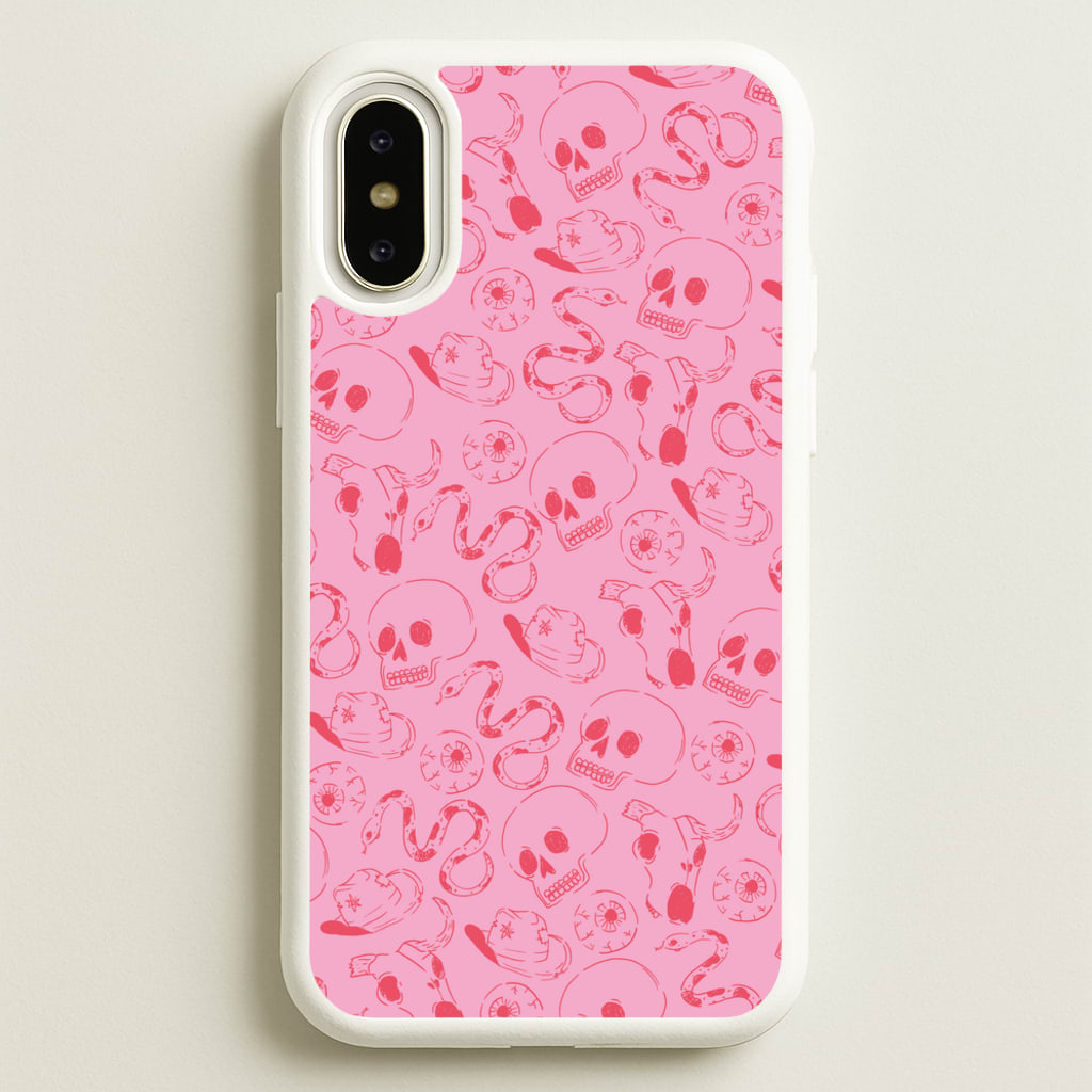 Pink Snakes And Skulls - Western - Western Phone Case for iPhone X / XS