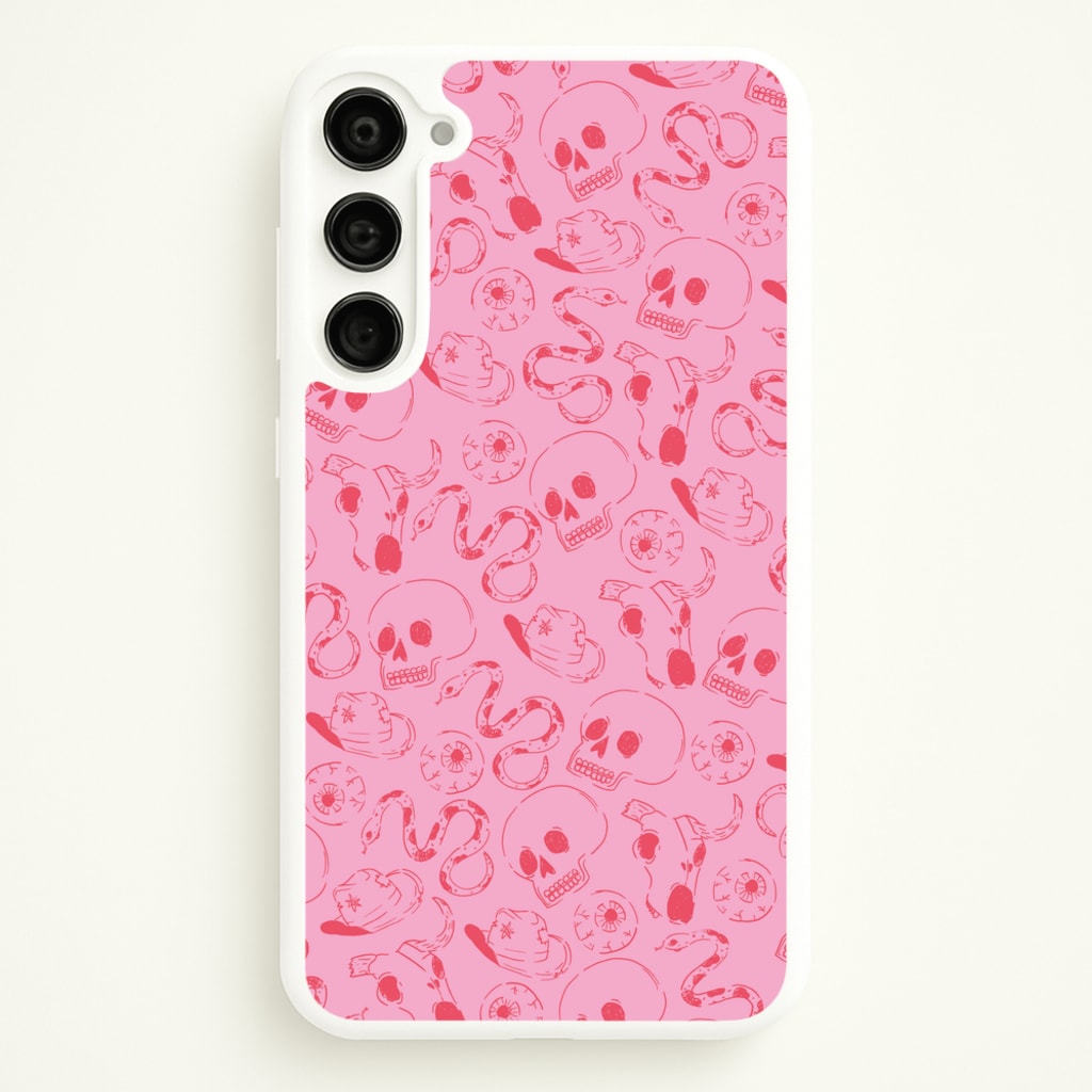 Pink Snakes And Skulls - Western - Western Phone Case for Galaxy S23 Plus