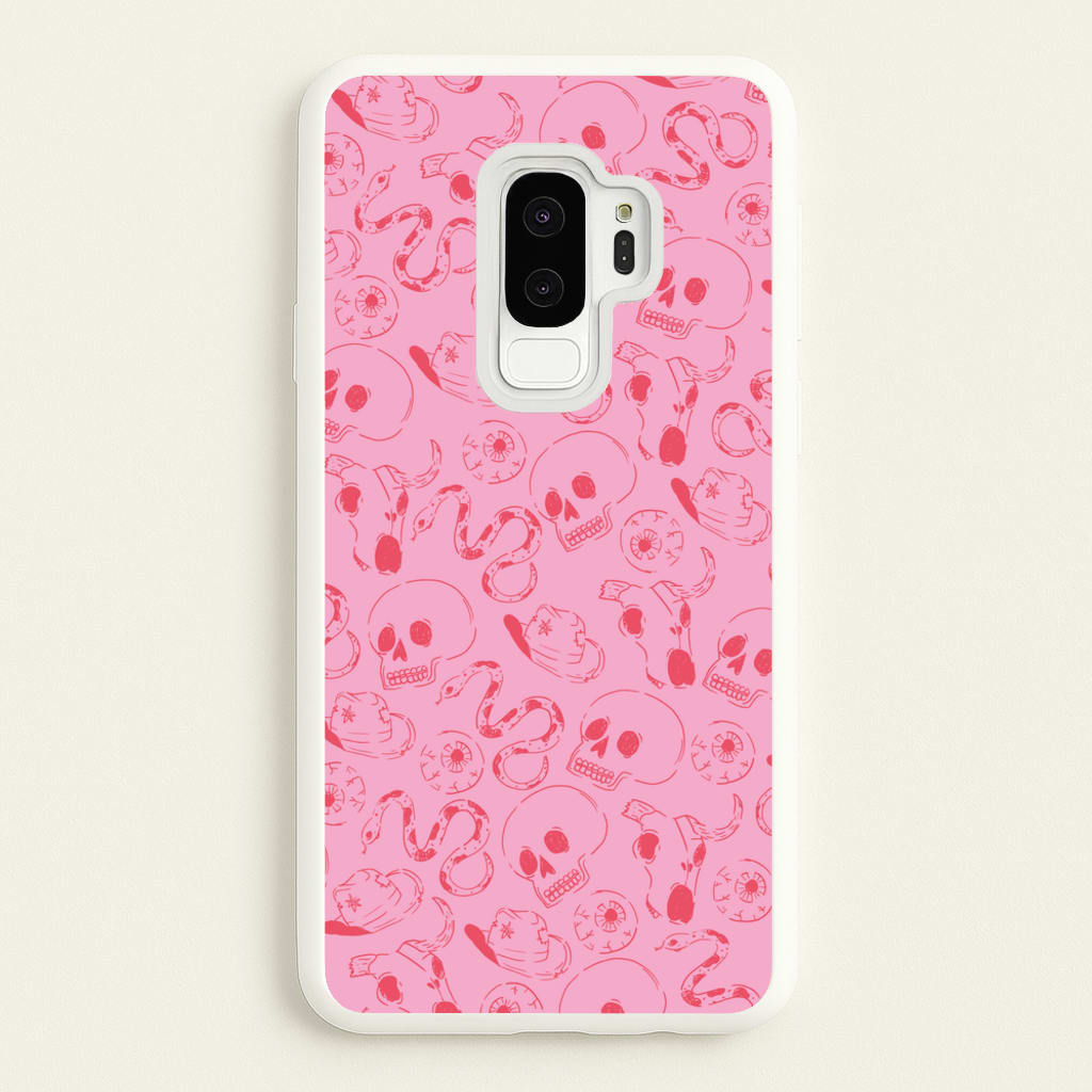 Pink Snakes And Skulls - Western - Western Phone Case for Galaxy S9 Plus