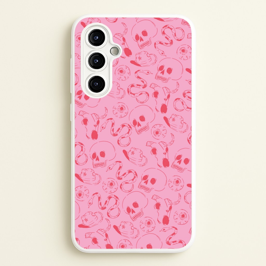 Pink Snakes And Skulls - Western - Western Phone Case for Galaxy A54
