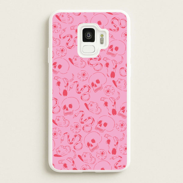 Pink Snakes And Skulls - Western - Western Phone Case for Galaxy S9