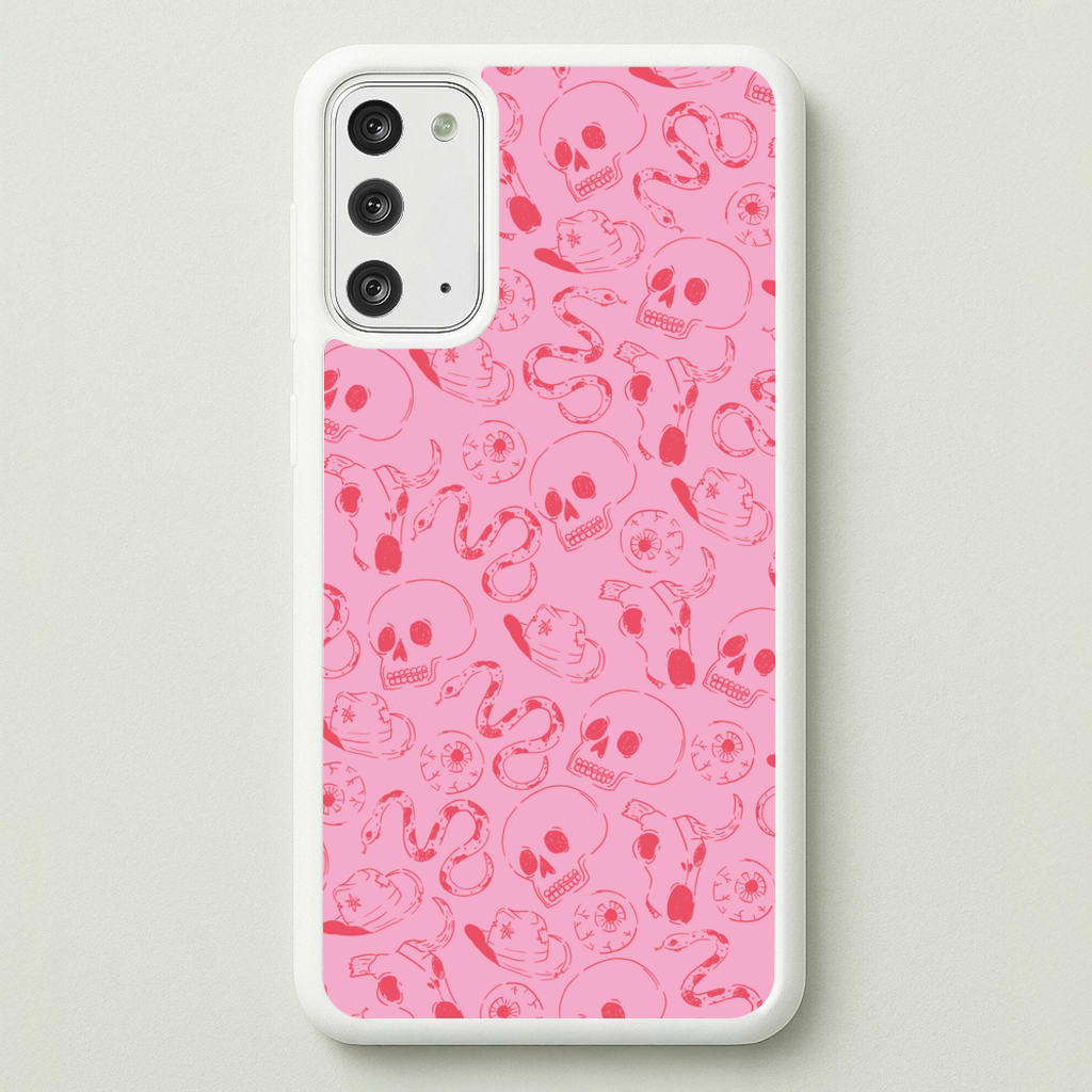 Pink Snakes And Skulls - Western - Western Phone Case for Galaxy Note 20