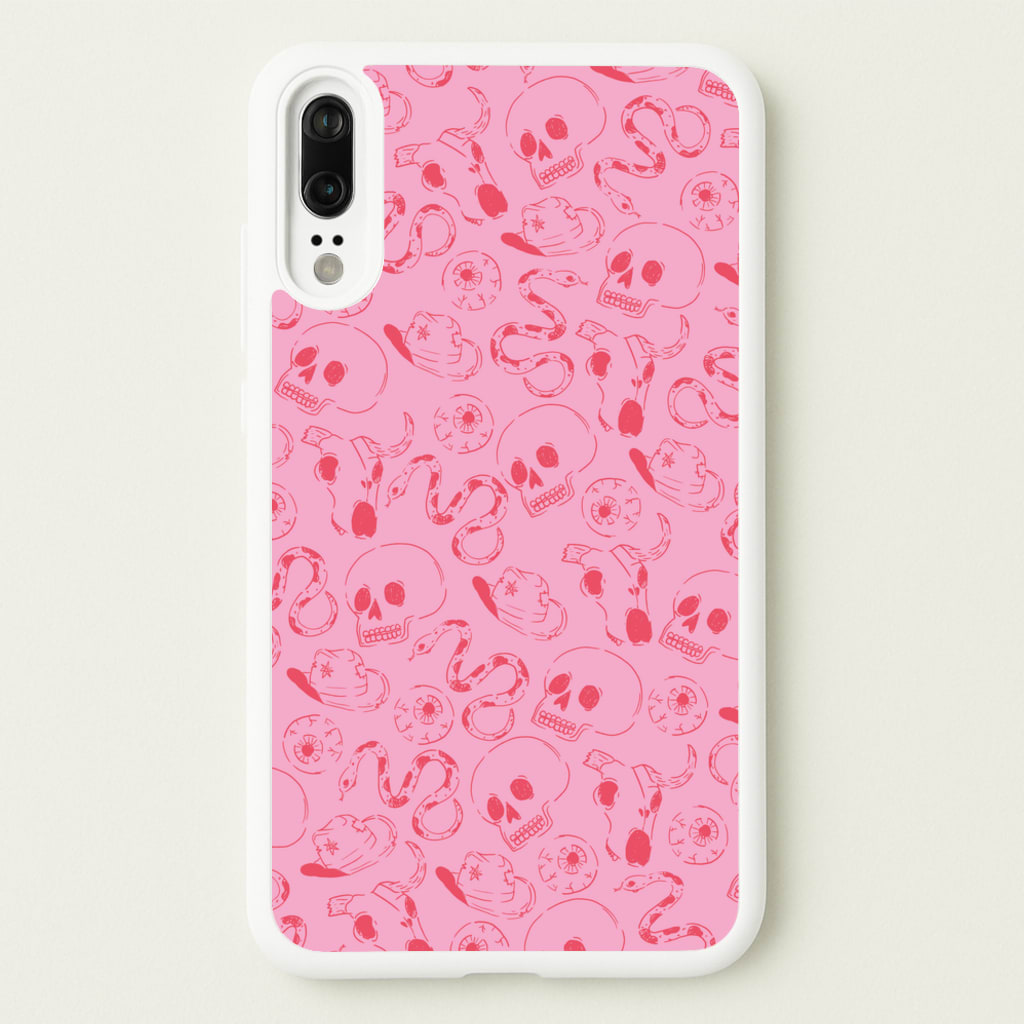 Pink Snakes And Skulls - Western - Western Phone Case for Huawei P20