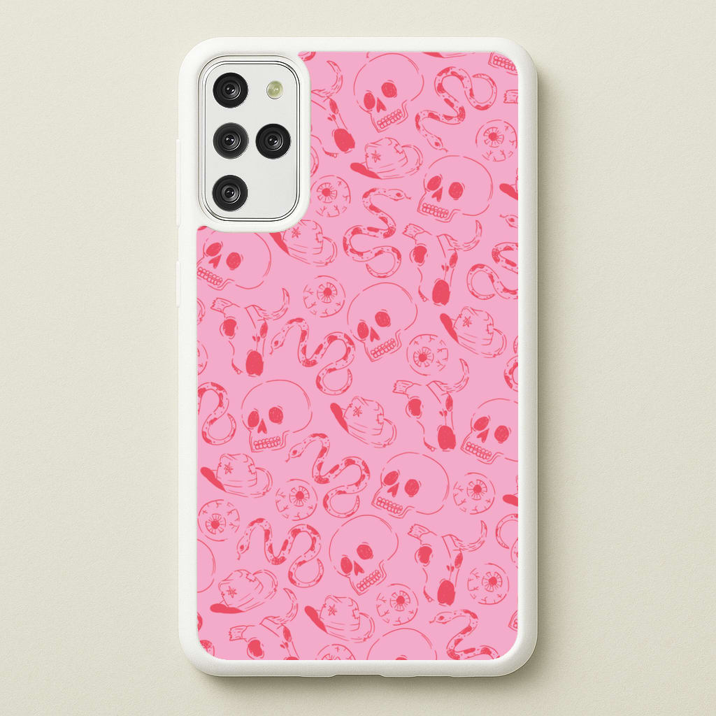 Pink Snakes And Skulls - Western - Western Phone Case for Galaxy S20 Plus