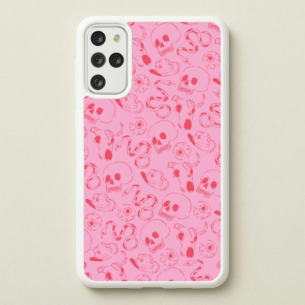 Pink Snakes And Skulls - Western - Western Phone Case for Galaxy S20 Plus