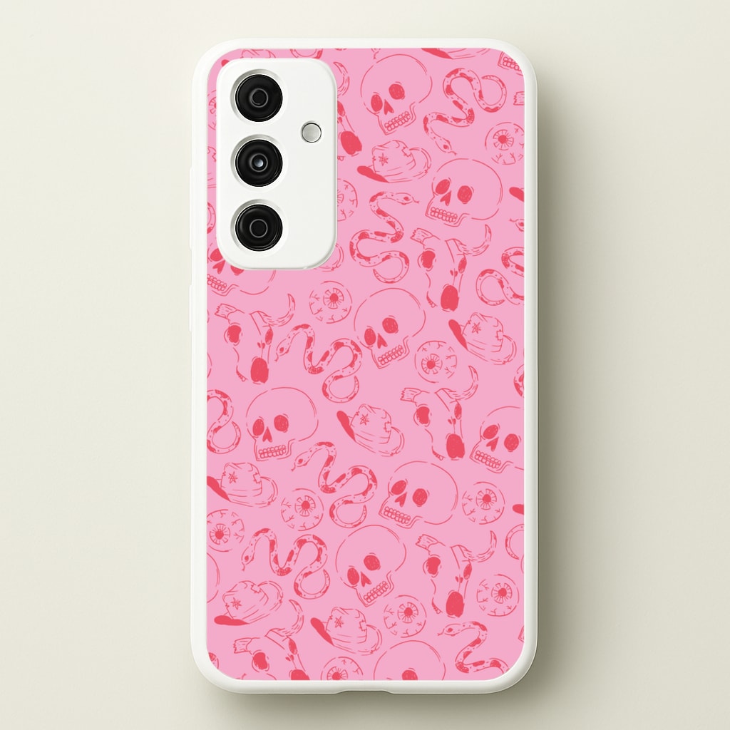 Pink Snakes And Skulls - Western - Western Phone Case for Galaxy A35