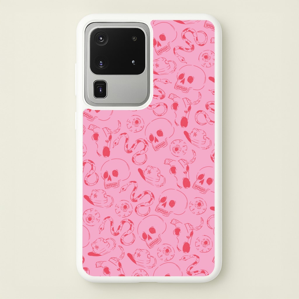 Pink Snakes And Skulls - Western - Western Phone Case for Galaxy S20 Ultra