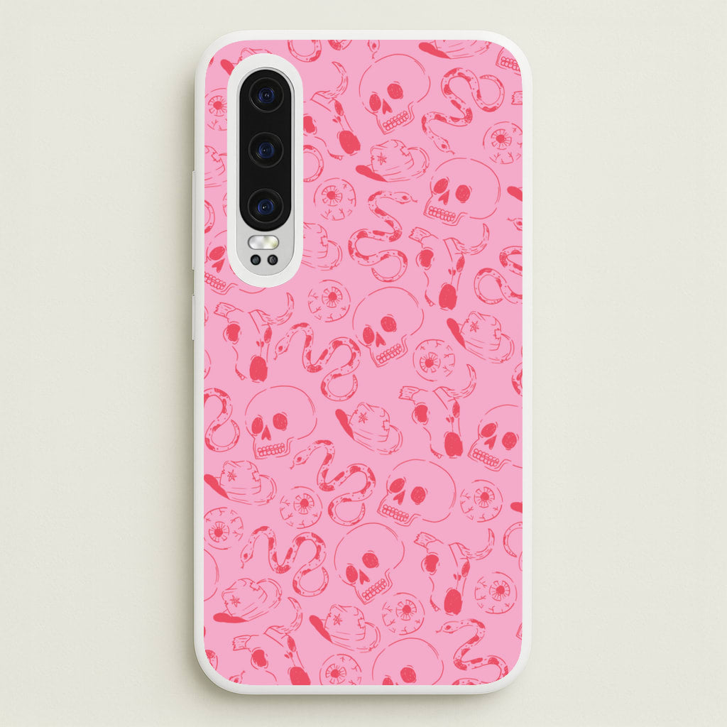 Pink Snakes And Skulls - Western - Western Phone Case for Huawei P30