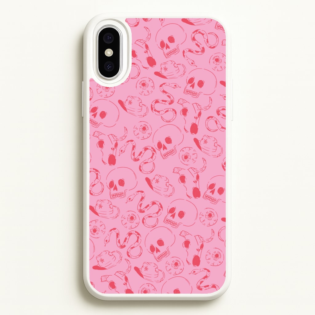 Pink Snakes And Skulls - Western - Western Phone Case for iPhone XS Max
