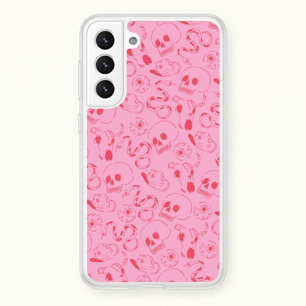 Pink Snakes And Skulls - Western - Western Phone Case for Galaxy S22 Plus