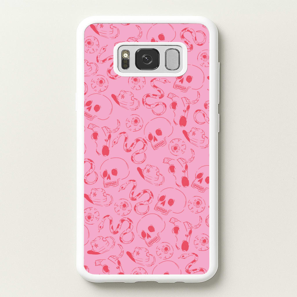 Pink Snakes And Skulls - Western - Western Phone Case for Galaxy S8