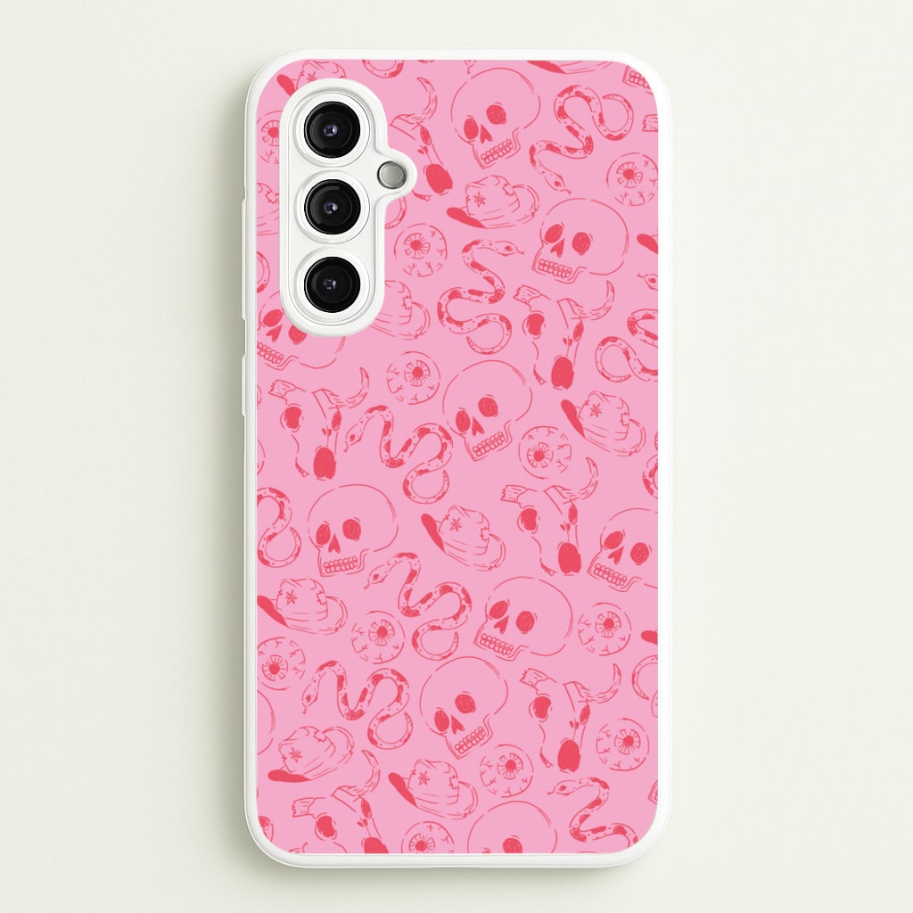 Pink Snakes And Skulls - Western - Western Phone Case for Galaxy A14