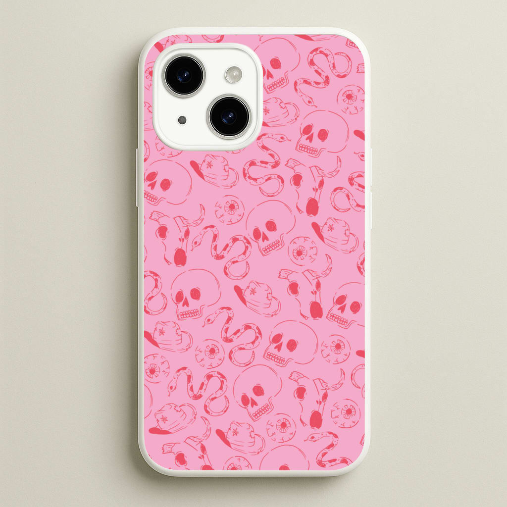 Pink Snakes And Skulls - Western - Western Phone Case for iPhone 14