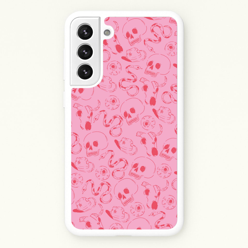 Pink Snakes And Skulls - Western - Western Phone Case for Galaxy S21FE