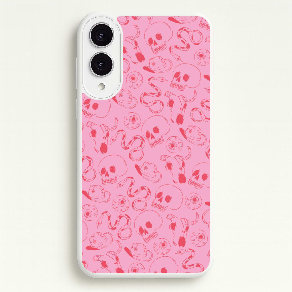 Pink Snakes And Skulls - Western - Western Phone Case for Galaxy S25 Edge