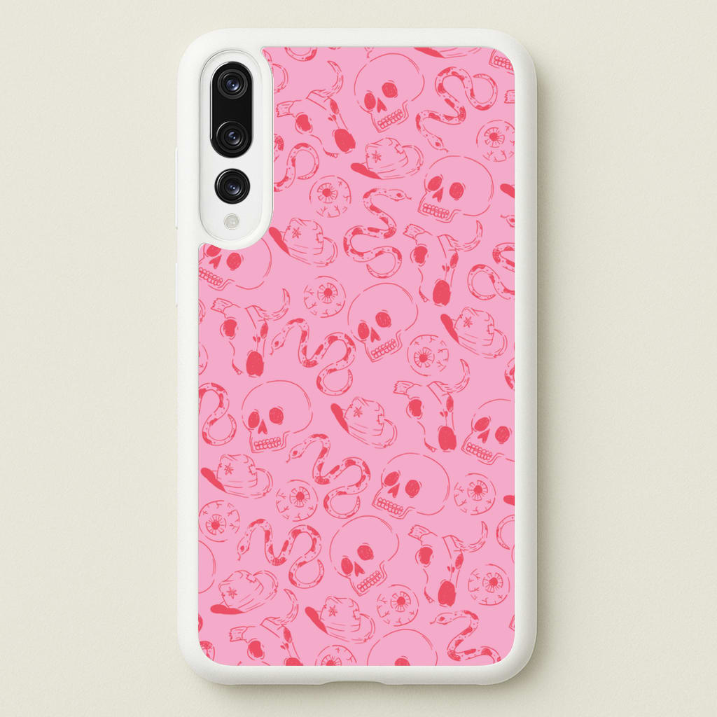 Pink Snakes And Skulls - Western - Western Phone Case for Huawei P20 Pro