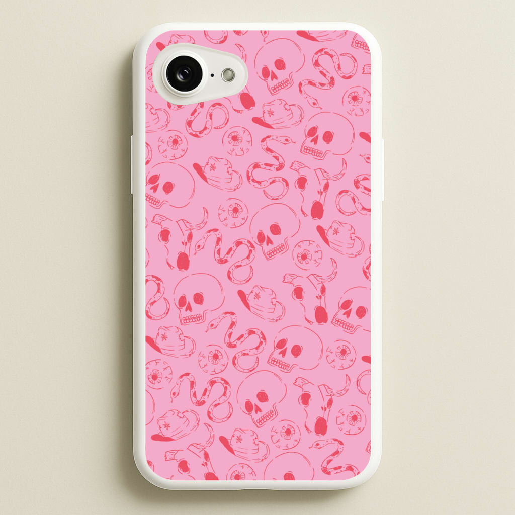 Pink Snakes And Skulls - Western - Western Phone Case for iPhone 16e