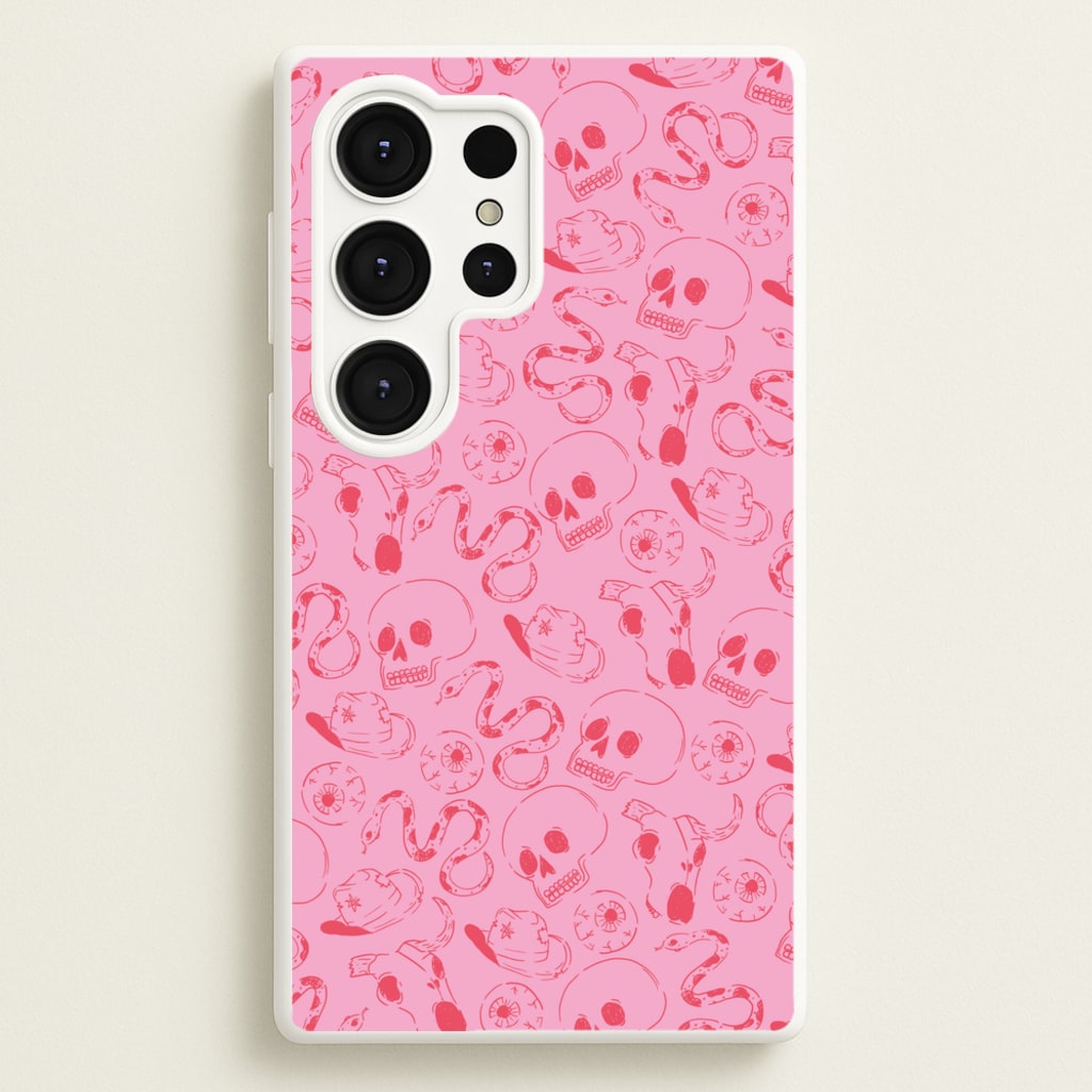Pink Snakes And Skulls - Western - Western Phone Case for Galaxy S25 Ultra