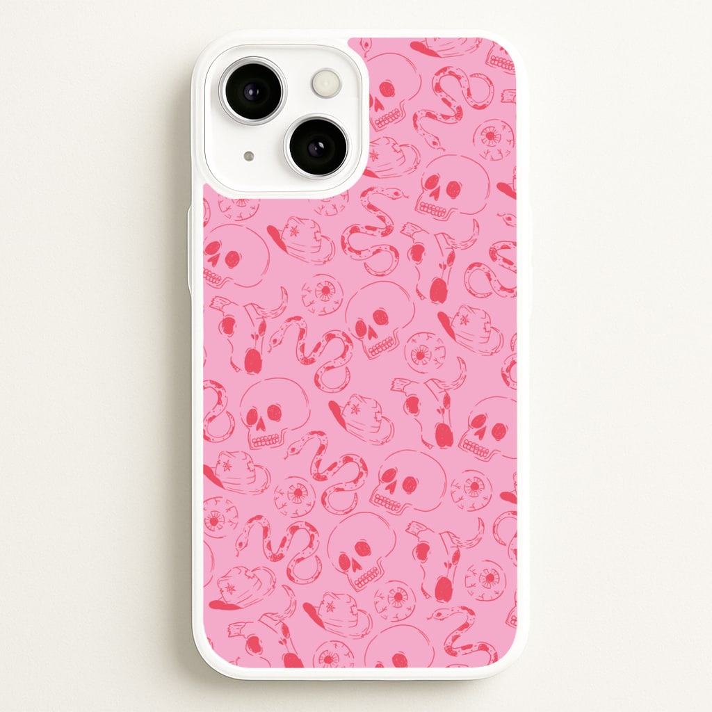 Pink Snakes And Skulls - Western - Western Phone Case for iPhone 13 Mini